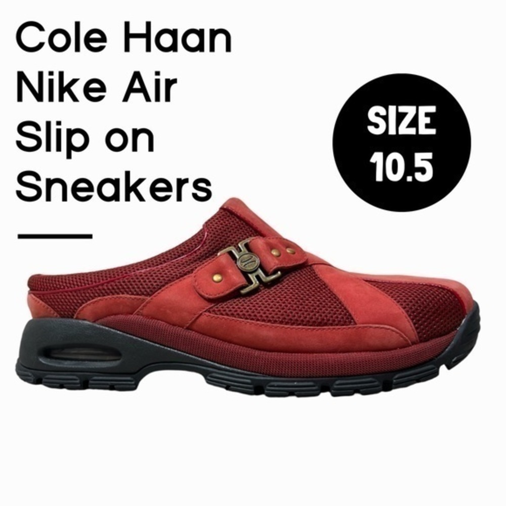 Cole Haan Nike Air red suede and mesh slip on sneakers size 10.5